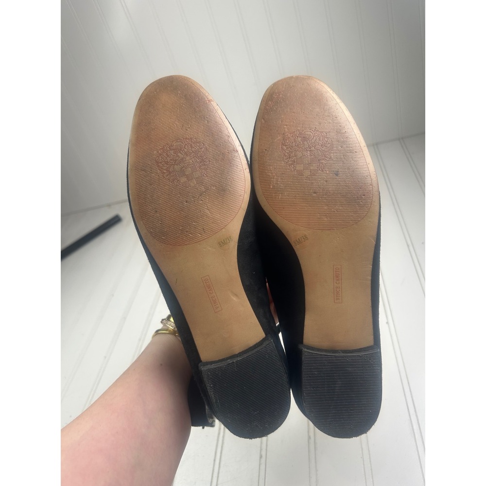 Vince Camuto Attera Black Suede Ankle Strap Ballet Work Flats Women's Size 8M - Picture 5 of 10